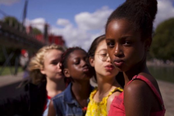 four female children pout for camera image