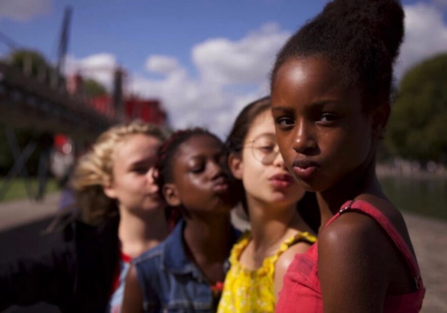 four female children pout for camera image